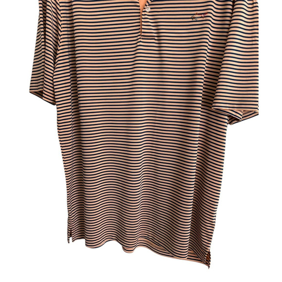 Greg Norman XL PlayDry Peach Navy Striped Polo Shirt Moisture Wicking Golf - Picture 9 of 9